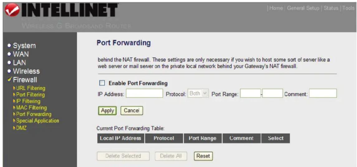 Intellinet Wireless G 4-Port Router 524636 - Port Forwarding - 1