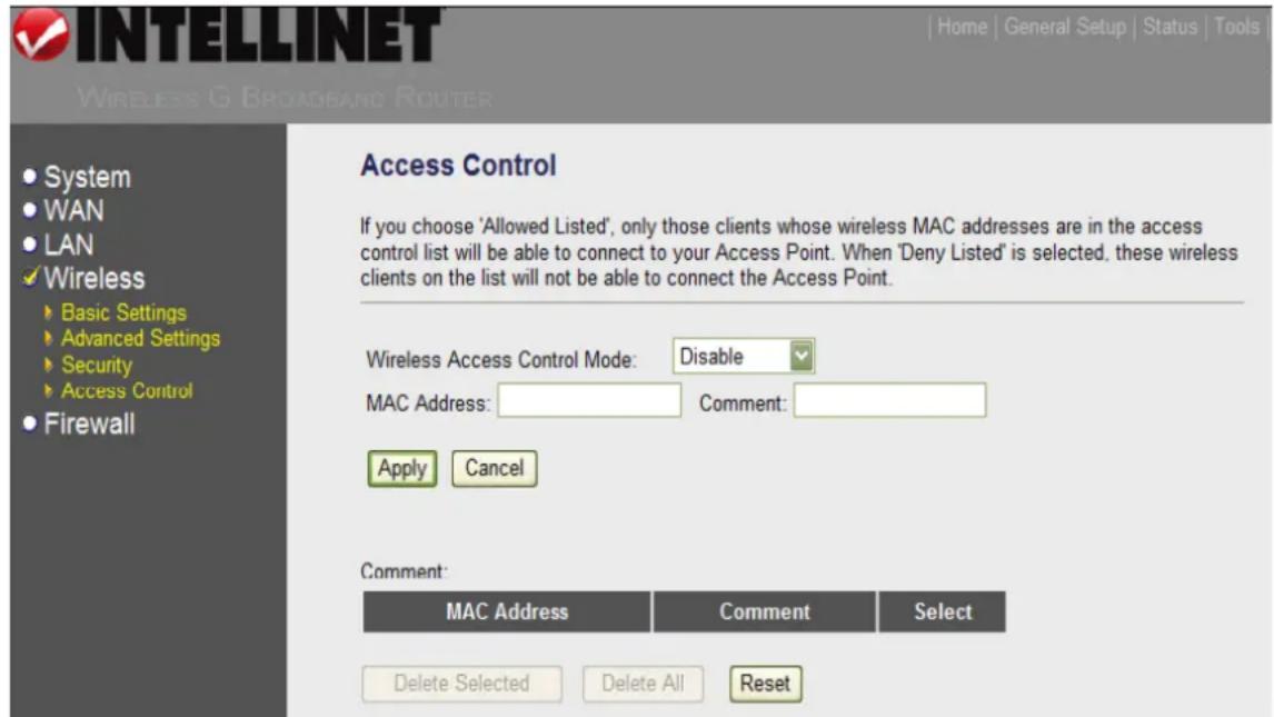 Intellinet Wireless G 4-Port Router 524636 - Access Control - 1
