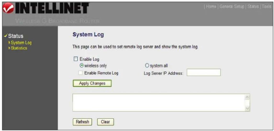 Intellinet Wireless G 4-Port Router 524636 - System Log - 1