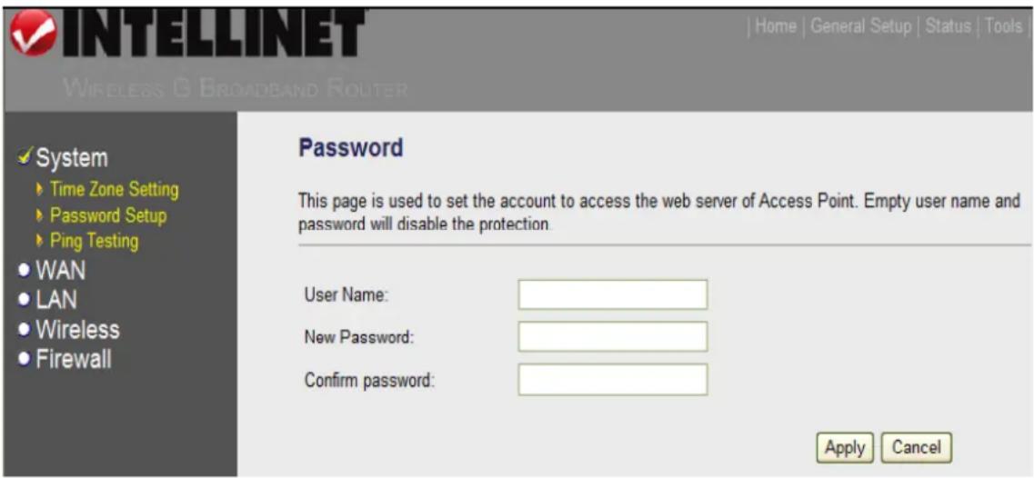 Intellinet Wireless G 4-Port Router 524636 - Password Setup - 1