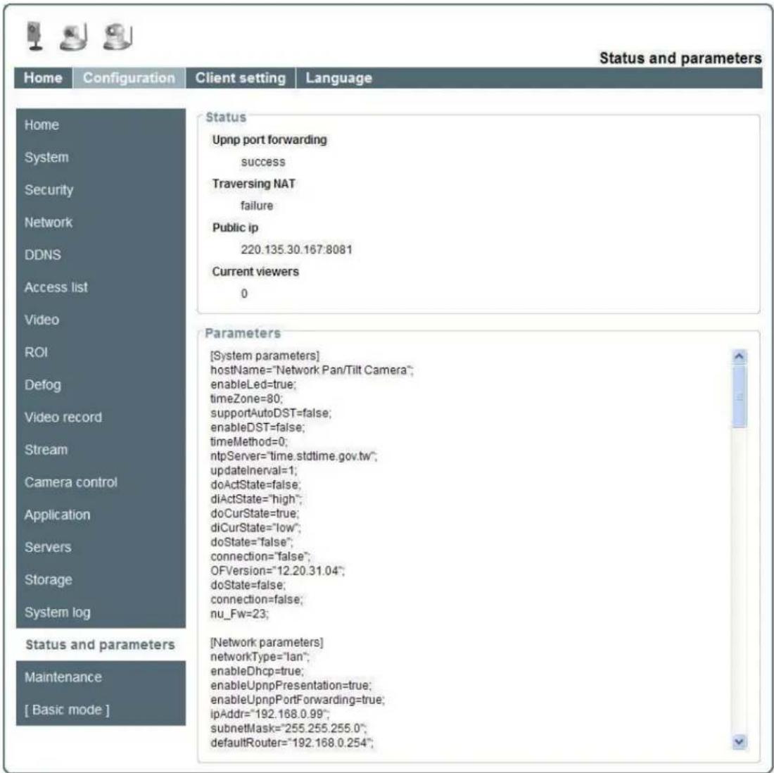 LEVELONE FCS-5044 - Status and Parameters - 1