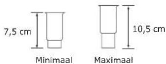 7,5 cm Minimaal 10,5 cm Maximaal