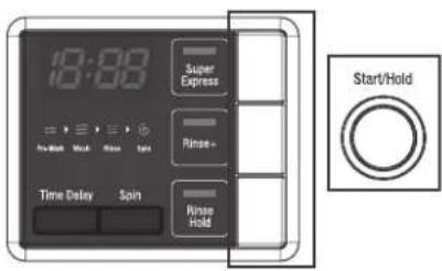 18:88 Super Express Rinse+ Time Delay Spin Rinse Hold Start/Hold