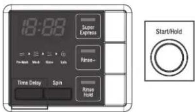13:89 Super Express Rinse+ Time Delay Spin Rinse Hold Start/Hold