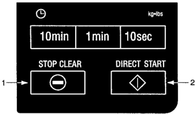 10min 1min 10sec STOP CLEAR DIRECT START 1→→→2 kg·lbs