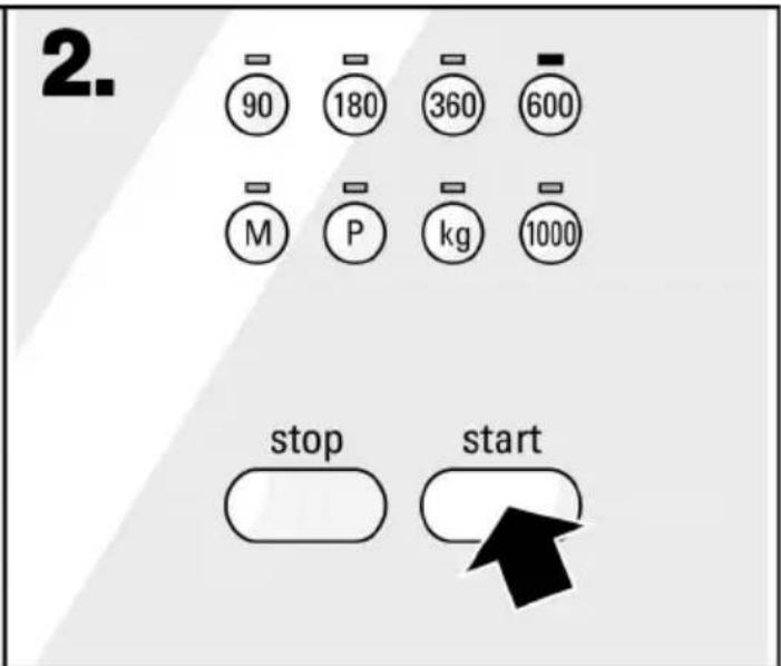2. 90 180 360 600 M P kg 1000 stop start
