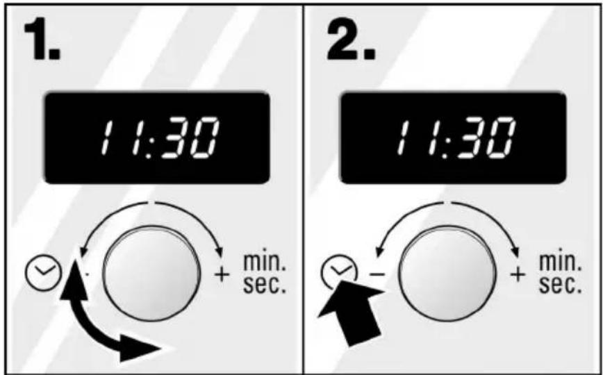 1. 11:30 2. 11:30 + min. sec. - + min. sec.