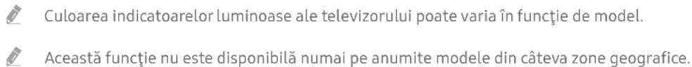 Culoarea indicatoarelor luminoase ale televizorului poate varia în funcție de model. Această funcție nu este disponibilă numai pe anumite modele din câteva zone geografice.