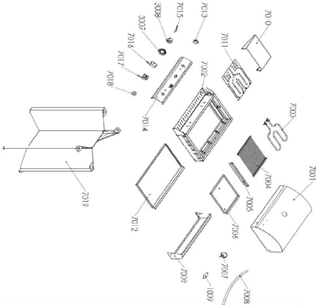 Exploded view diagram of a device with numbered parts, likely part of an electronics assembly or manufacturing procedure.