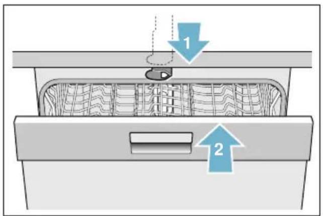 BOSCH SMS68PI01E - Aşa activati siguranța pentru copii (Blocarea ușii): - 1