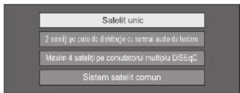 Satelit unic 2 satelit; pe curie de d'obitaje ou semra audio de testres Maxim 4 satelit; pe comutatorui multiplu DiSeqC Sistem satelit comun