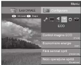 Lota CANALE Configurano ECO Control imagine ECO Economise energie Fàra semnal oprit Niclo operațune oprită