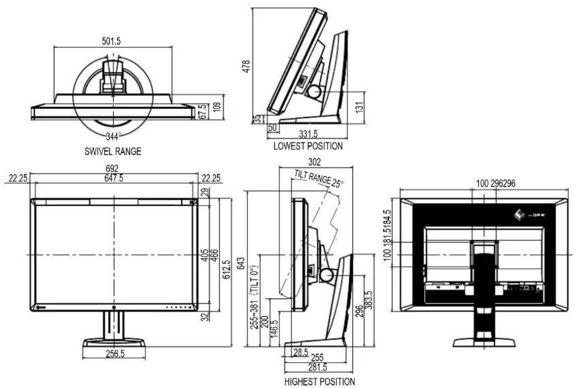 EIZO RadiForce RX650-AR - Dimensiuni exterioare - 1