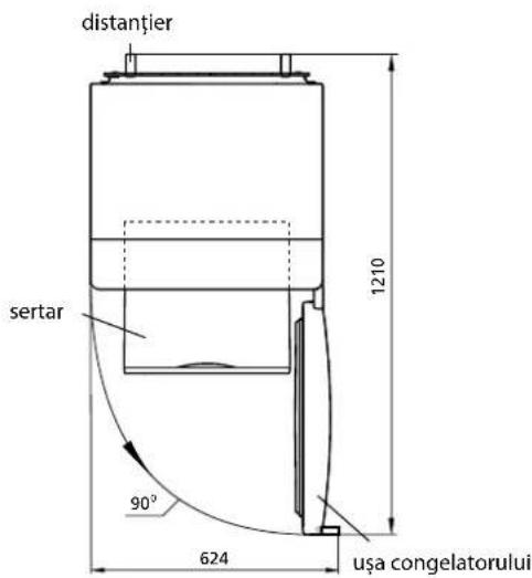 distanțier sertar 90° 624 1210 ușa congelatorului