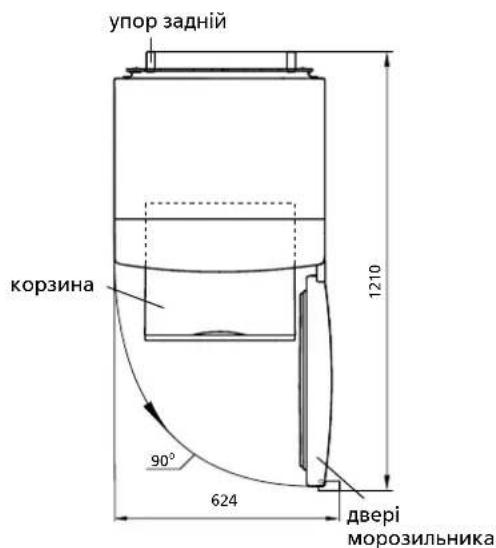 упор задній корзина 90° 624 1210 двері морозильника