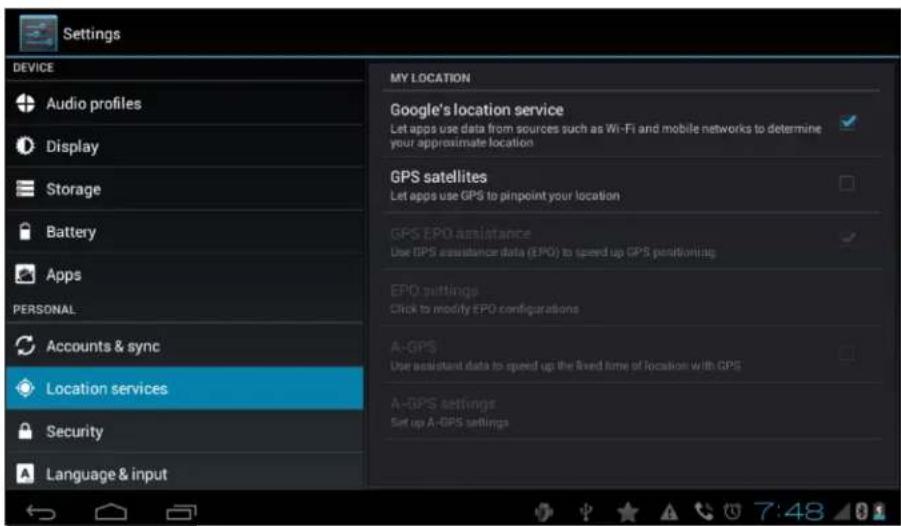 Evolio Tab 3G - Servicii de localizare - 1