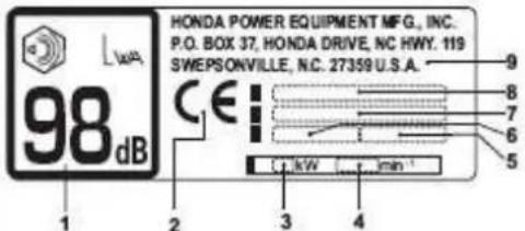 Honda HRX537VKE - PLĂCUȚA DE IDENTIFICARE A PRODUSULUI - 1