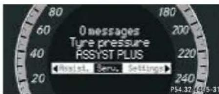0 messages Tyre pressure RSSYST PLUS Assist, Serv, Settings P54.32 64:5-31