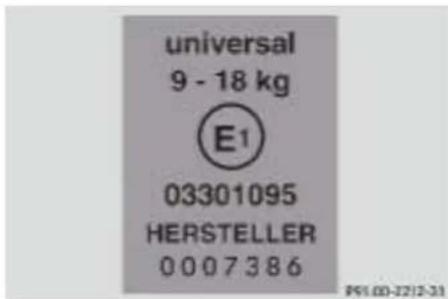 universal 9 - 18 kg E1 03301095 HERSTELLER 0007386 PS1.00-22/2-31