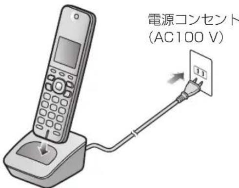 PANASONIC VE-GD55DW - 電源コードをつないで子機を子機用充電台に置き、約10時間充電する - 1