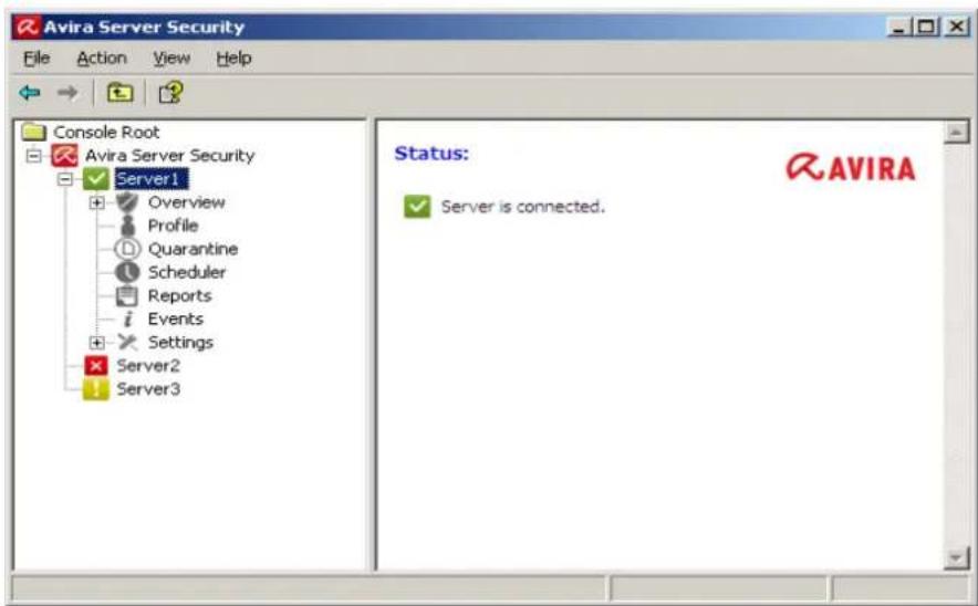 AVIRA Server Security - User interface: Avira Server Security Console - 1