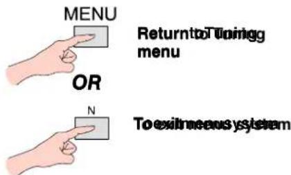MENU OR N Returnto Tioingg menu To exitaneous system