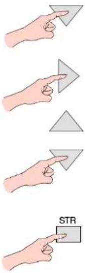 Diagram showing four steps of pointing to a 3D object: making a square, adding a triangle, adjusting a rectangle, and inserting a string 'STR' (structural marker).