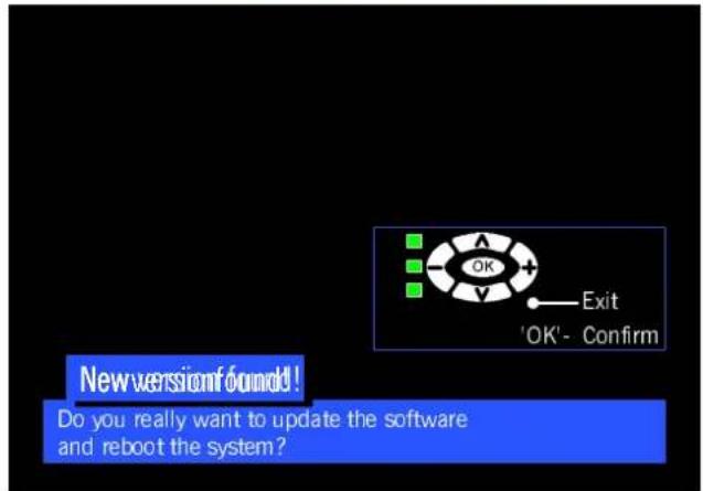 New version found! Do you really want to update the software and reboot the system?