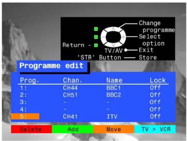 PANASONIC TX-25XD4 - To move a programme to an ethotri passition - 7