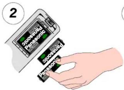 PANASONIC TX-25XD4 - INSERTING THE REMOTE CONTROLABATERS - 2