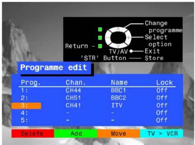 PANASONIC TX-25XD4 - To move a programme to an ethotri passition - 6