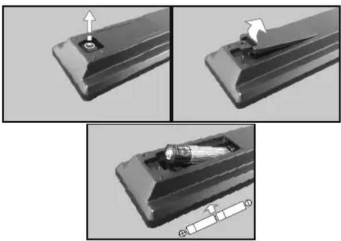 TOSHIBA TD-P553E - Inserting the Batteries into the Remote - 1