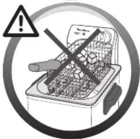 Warning symbol with exclamation mark and crossed-out cigarette pack inside a trash bin, indicating no smoking or waste.