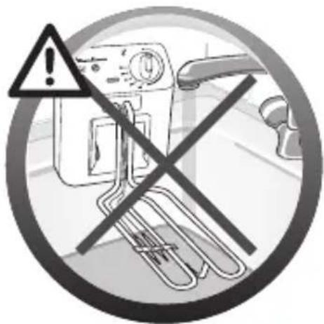 Warning sign with exclamation mark and crossed-out paperclip, indicating no clear safety or hazard