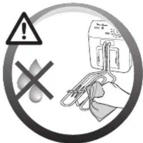 Warning symbol with warning triangle, cross, and hand holding a paperclip, indicating hazardous or hazardous items.