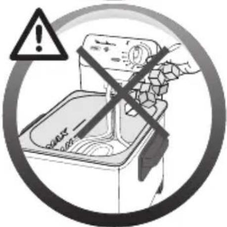 Warning symbol for a kitchen appliance with crossed-out kitchen pan and warning sign