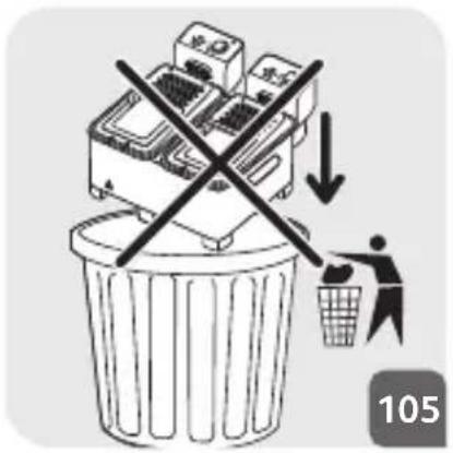 Illustration showing a crossed-out trash bin with labeled boxes and a person sweeping it, symbolizing food waste or disposal.
