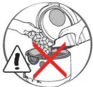 Warning symbol for a waste bin with red X mark indicating no waste, enclosed in a circle