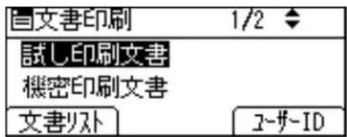 1/2 試し印刷文書 機密印刷文書 文書リト ユーザ-ID