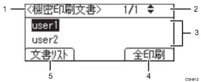 <機密印刷文書> 1/1 user1 user2 文書リト 全印刷 5 4 CSH912