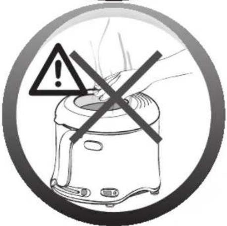Warning symbol for a kitchen appliance with exclamation mark and crossed-out X mark