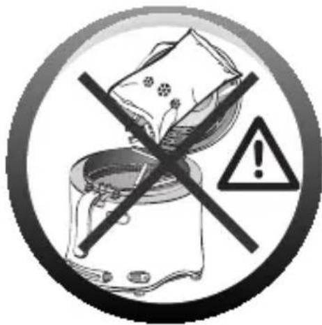 Warning sign with crossed-out device and warning symbol, indicating hazardous material or hazardous material