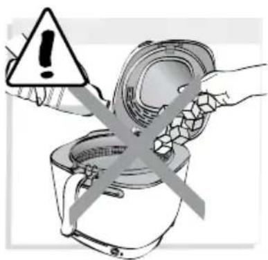 Warning symbol with exclamation mark inside a container, indicating hazardous material or hazard