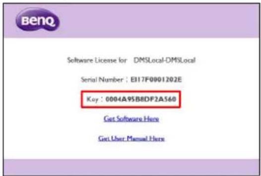 BenQ Software License for DMSLocal-DMSLocal Serial Number : EI17F0001202E Koy : 0004A95B8DF2A560 Get Software Here Get User Manual Here