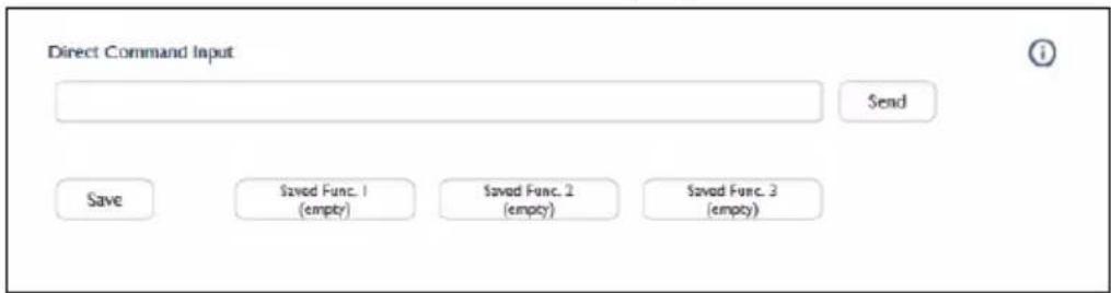 Direct Command Input Send Save Saved Func. 1 (empty) Saved Func. 2 (empty) Saved Func. 3 (empty)
