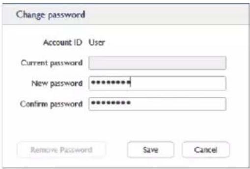 Change password Account ID User Current password New password ********** Confirm password ********** Remove Password Save Cancel