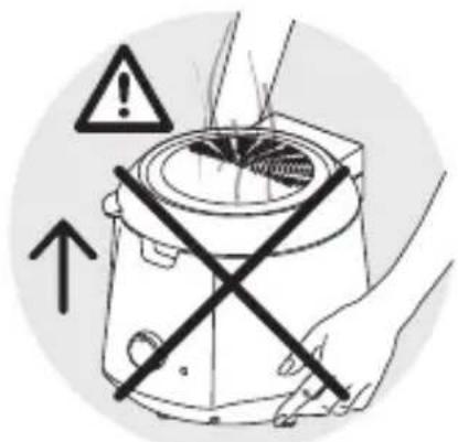 Warning symbol for a device with crossed-out electrical socket and warning sign