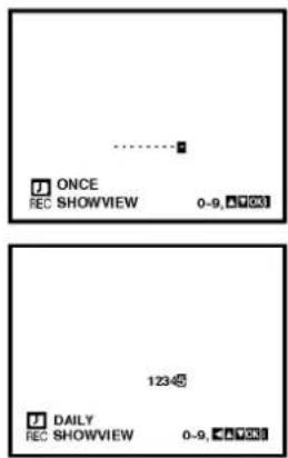 ONCE REC SHOWVIEW 0-9, 📐321 12345 DAILY REC SHOWVIEW 0-9, 📐321