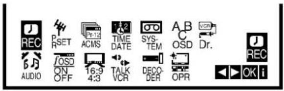 AUDIO P R SET ACMS TIME DATE SYS- TEM A B C OSD Dr. REC OK i