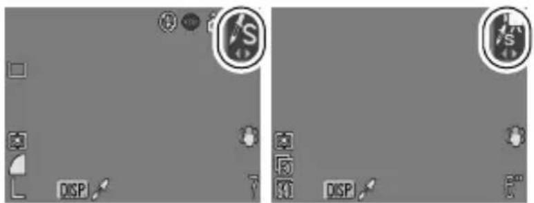 Two grayscale UI panels showing icons and labels, including 'DISP' and a circular logo with 'S' in the top panel.
